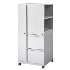 4-High Wardrobe-Bookcase Tower, Left-Hand, File/File, with Casters