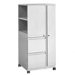 4-High Wardrobe-Bookcase Tower, Right-Hand, File/File, with Casters
