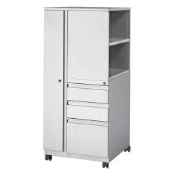 4-High Wardrobe-Bookcase Tower, Left-Hand, Box/Box/File, with Casters