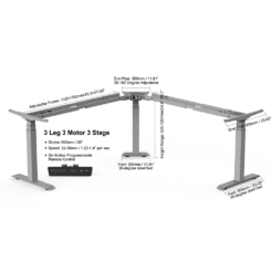 Atlas 3-Stage Adjustable Height Power Lift Corner Table Base