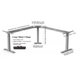 Atlas 3-Stage Adjustable Height Power Lift Corner Table Base